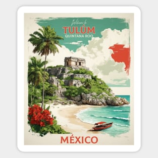 Tulum Quintana Roo Mexico Vintage Tourism Travel Sticker